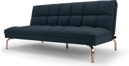 An Image of Hallie Sofa Bed, Aegean Blue with Copper Legs