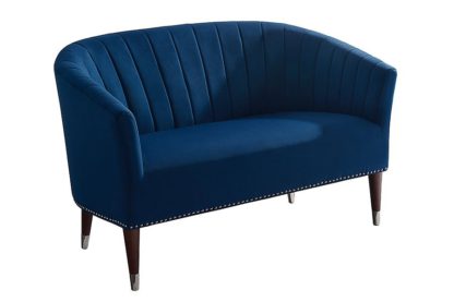 An Image of Bellini 2 Seater Sofa Ink Blue Velvet