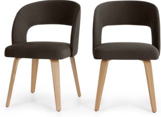 An Image of Set of 2 Enid Dining Dining Chairs, Otter Grey Velvet