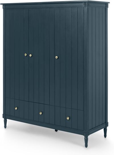 c30abbbce7f69cf4d44008433d38df7b964cd65dddd899bde8c5195cc644d9c7.jpg An Image of Bourbon 3 Door Triple Wardrobe, Vintage Blue