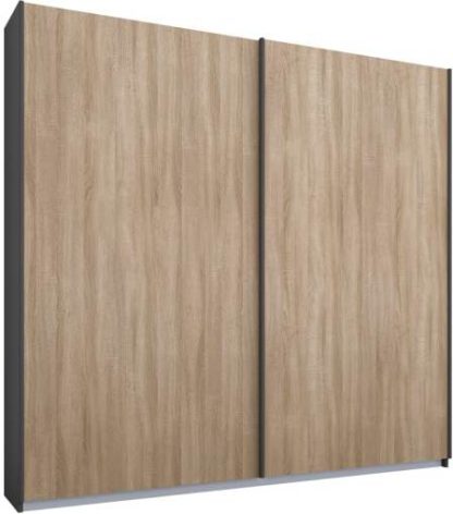 An Image of Malix 2 door 181cm Sliding Wardrobe, Graphite Grey frame,Oak doors , Classic Interior