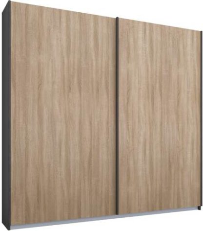An Image of Malix 2 door 181cm Sliding Wardrobe, Graphite Grey frame,Oak doors , Premium Interior
