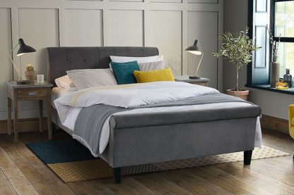 An Image of Portofino Bed Grey Velvet