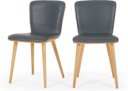 An Image of Set of 2 Geoffrey Dining chairs, Oak and PU Leather Look