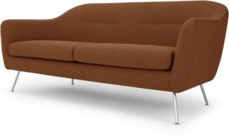 An Image of Reece 3 Seater Sofa, Mina Burnt Orange with Metal Legs