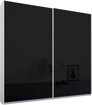 An Image of Malix 2 door 181cm Sliding Wardrobe, White frame,Basalt Grey Glass doors , Classic Interior