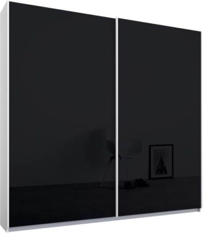 An Image of Malix 2 door 181cm Sliding Wardrobe, White frame,Basalt Grey Glass doors , Classic Interior