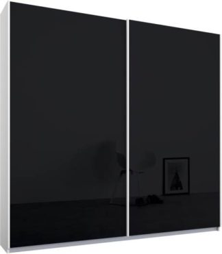 An Image of Malix 2 door 181cm Sliding Wardrobe, White frame,Basalt Grey Glass doors , Premium Interior