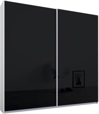 An Image of Malix 2 door 181cm Sliding Wardrobe, White frame,Basalt Grey Glass doors, Standard Interior