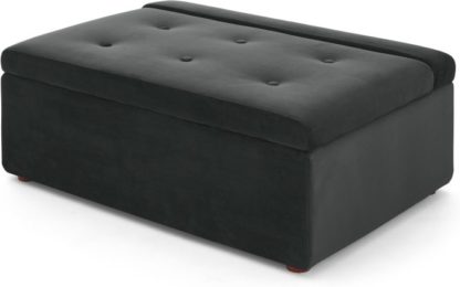 An Image of Ilma Ottoman Single Sofa Bed, Midnight Grey Velvet