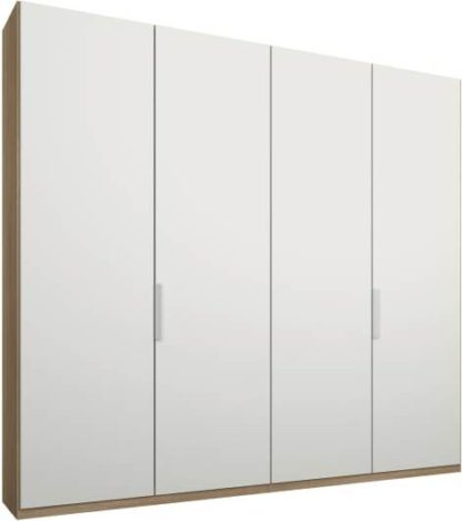 An Image of Caren 4 door 200cm Hinged Wardrobe, Oak Frame, Matt White Doors, Classic Interior