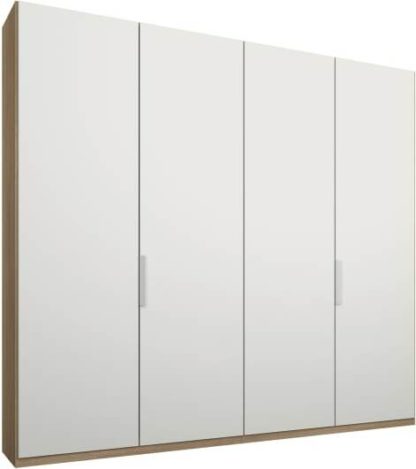 An Image of Caren 4 door 200cm Hinged Wardrobe, Oak Frame, Matt White Doors, Standard Interior