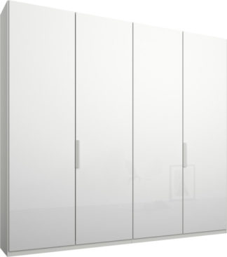 An Image of Caren 4 door 200cm Hinged Wardrobe, White Frame, White Glass Doors, Classic Interior