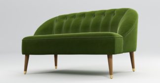 An Image of Custom MADE Margot 2 Seater Sofa, Spruce Green Cotton Velvet with Light Wood Brass Leg