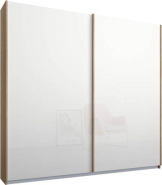 An Image of Malix 2 door 181cm Sliding Wardrobe, Oak frame,White Glass doors , Classic Interior