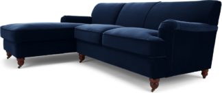 An Image of Orson Left Hand Facing Chaise End Corner Sofa, Ink Blue Velvet