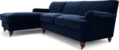 An Image of Orson Left Hand Facing Chaise End Corner Sofa, Ink Blue Velvet