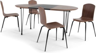 An Image of Ryland Extending Dining Table and 4 chairs Set, Walnut and Black
