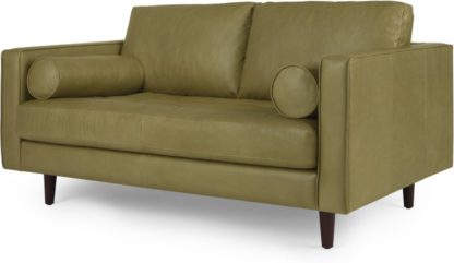 An Image of Scott Large 2 Seater Sofa, Chalk Olive Premium Leather