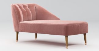 An Image of Custom MADE Margot Right Hand Facing Chaise, Old Rose Velvet, Light Wood Copper Leg