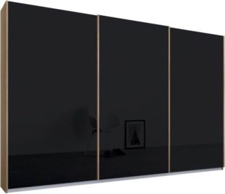 An Image of Malix 3 door 270cm Sliding Wardrobe, Oak frame,Basalt Grey Glass doors , Premium Interior
