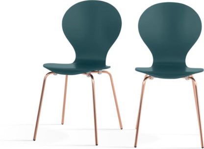 An Image of Set of 2 Kitsch Dining Chairs, Teal and Copper