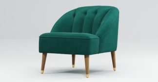 An Image of Custom MADE Margot Armchair, Teal Cotton Velvet, Light Wood Brass Leg