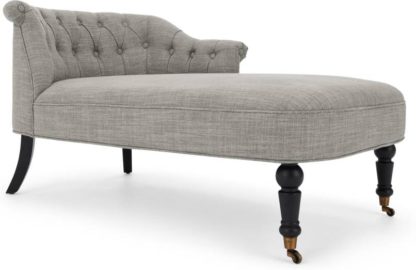 An Image of Bouji Right Hand Facing Chaise Longue, Grey Linen Mix