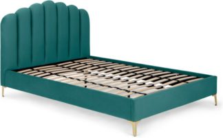 An Image of Delia Double Bed, Seafoam Blue Velvet