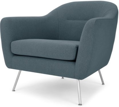cb9ead455f96412ec415fff99db5e8e4d347c989843afd2e460f7ec0749669a5.jpg An Image of Reece Armchair, Mina Earl Blue with Metal Legs
