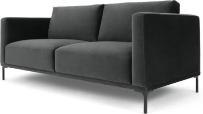 An Image of Milo Large 2 Seater Sofa, Midnight Grey Velvet