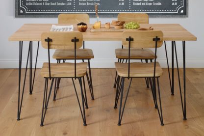 An Image of Felix Industrial Dining Table / Desk - Solid oak and steel