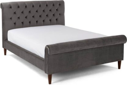 An Image of Orkney Super Kingsize Bed, Smoke Grey Velvet
