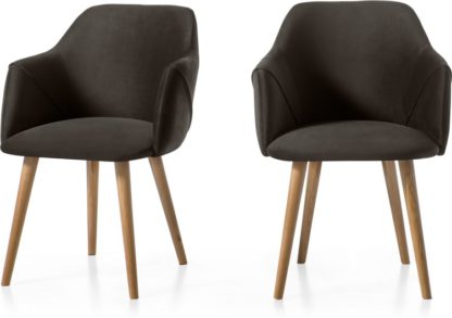 cca20db53e2d94d61eca68ee1b898485bac12f83e4c4e27288b9184baf6cb4d4.jpg An Image of Set of 2 Lule Carver Chairs, Otter Grey Velvet and Oak