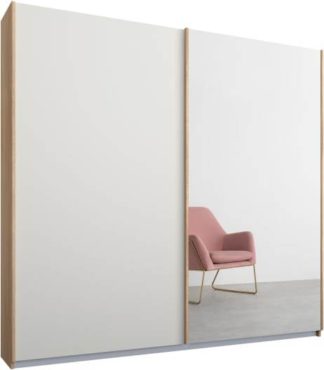 An Image of Malix 2 door 181cm Sliding Wardrobe, Oak frame,Matt White & Mirror doors, Standard Interior