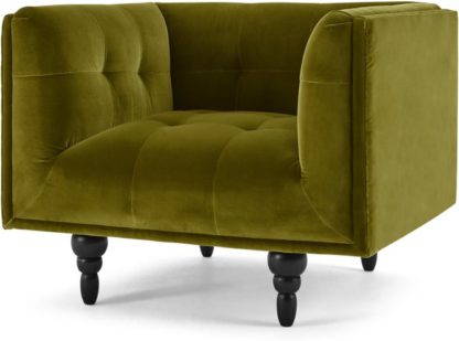 An Image of Connor Armchair, Olive Cotton Velvet