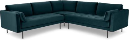An Image of Harlow Corner Sofa, Steel Blue Velvet