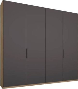 An Image of Caren 4 door 200cm Hinged Wardrobe, Oak Frame, Matt Graphite Grey Doors, Classic Interior