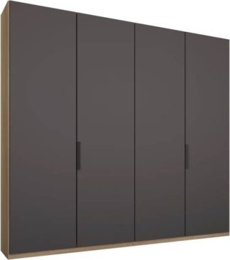 An Image of Caren 4 door 200cm Hinged Wardrobe, Oak Frame, Matt Graphite Grey Doors, Premium Interior