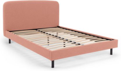 An Image of MADE Essentials Besley Super Kingsize Bed, Dusk Pink