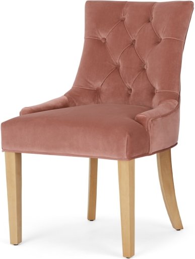 An Image of Flynn Scoop Back Chair, Blush Pink Velvet and Birch