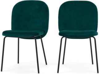 An Image of Set of 2 Safia Dining Chairs, Seafoam Blue velvet