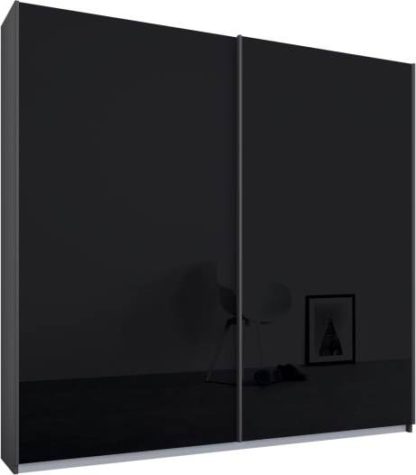 An Image of Malix 2 door 181cm Sliding Wardrobe, Graphite Grey frame,Basalt Grey Glass doors , Classic Interior