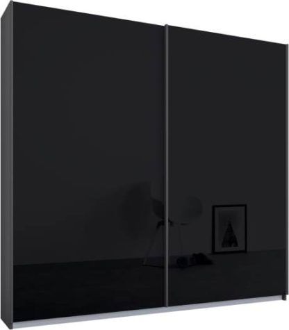 An Image of Malix 2 door 181cm Sliding Wardrobe, Graphite Grey frame,Basalt Grey Glass doors , Premium Interior