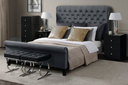 An Image of AMARE Upholstered Bed - Smoke