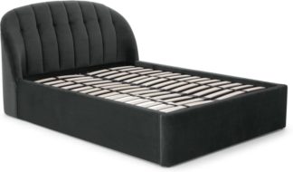 An Image of Margot King Size with Ottoman Storage, Midnight Grey Velvet