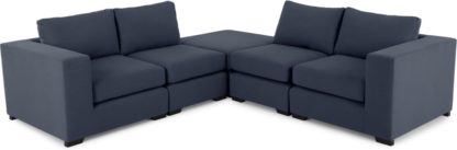 d1554770aec0133017472924fadf606861f0e9faca7c9aebadd3822afc814101.jpg An Image of Mortimer Modular Corner Sofa Group, Deep Blue Cotton Mix