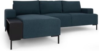 An Image of MADE Essentials Oskar Left Hand Facing Chaise End Corner Sofa With Table, Aegean Blue