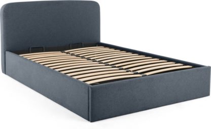An Image of MADE Essentials Besley Super King Size Bed with Storage, Aegean Blue