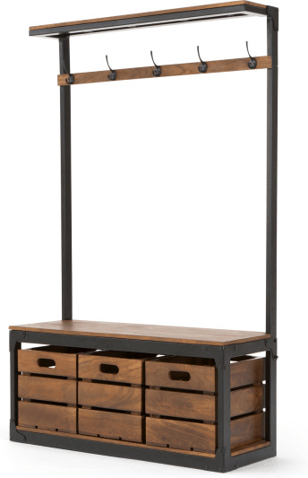 d1d844c0ac376634be078d1830a50dc90611b947eb09383b644d705a1ee7a056.jpg An Image of Layne Large Hall Stand, Black and Mango Wood